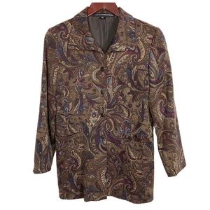 Linda Allard Ellen Tracy Sable Paisley Jacket Size 4 Petite